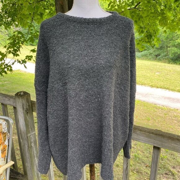 Purejill Wm’s Sz 2XL Dark Grey Rolled Scoop Neck Long Sleeve Pullover Sweater - Picture 1 of 5